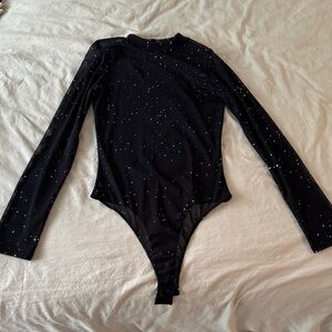 Lulu's Black Sparkle Bodysuit